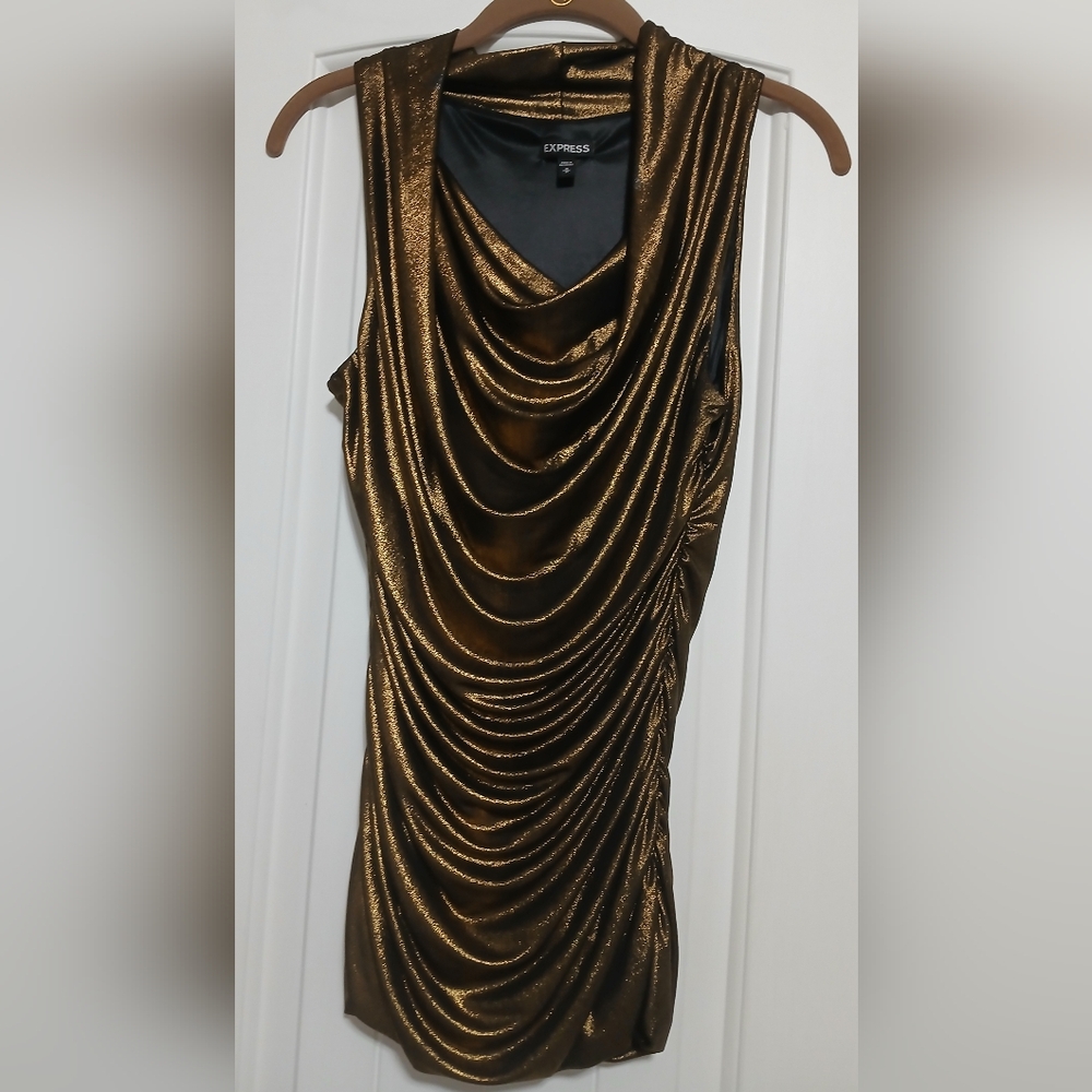 Elegant Gold Draped Blouse